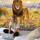 GobekUsa Lion Tapestry African Grassland Animals Cartoon Wall Hanging Blanket