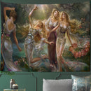 GobekUsa Court Woman Gothic Architecture Tapestry Wall Art with Rose Scenery & Pigeons
