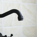GobekUsa Black Swivel Wall Mounted Bathroom Faucet with Ceramic Base - 2 Handles