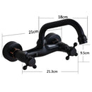 GobekUsa Black Kitchen Faucet Mixer Tap Swivel Spout Wall Mounted Hot Cold Water