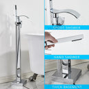 GobekUsa Black Floor Mounted Bathtub Faucet Set with Waterfall Mixer Tap