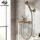 GobekUsa Brass Shower Faucet Mixer Tap Set with Hand Shower - Wall Mount Black