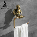 GobekUsa Gold Brass Angel Towel Ring Wall Rack for Bathroom - MB-0786B