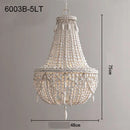 GobekUsa French Country Wood Bead Chandelier: 3/5 Lights Princess Decorative Hanging Fixture