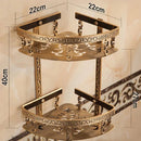 GobekUsa Aluminum Bathroom Corner Shelf - 40cm Length, Antique Finish, Shower Room Basket