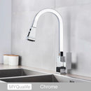 GobekUsa Black Kitchen Faucet Pull Out Mixer Square Single Handle Deck Mounted Tap