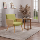 Accent Chair with Rattan Arms and Iron Legs — Green Lounge Chair