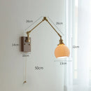 GobekUsa Copper Swing Arm Wall Lamp Sconce - LED Wall Light for Bedroom Living Room