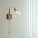 GobekUsa Clear Glass LED Wall Lights with Pull Chain Switch, Rotate Modern Nordic Wall Lamp
