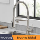 GobekUsa Black Spring Kitchen Faucet with Sprayer and Brushed Nickel Finish