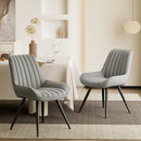 Upholstered Ribbed Dining Chairs, Set of 4 — Ergonomic Modern Design