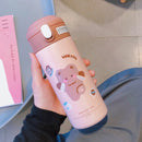 GobekUsa Cute Insulated Straw Cup Thermal Water Bottle Stainless Steel Vacuum Flask
