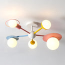 GobekUsa Kids Nordic Glass Chandelier LED Ceiling Light - Blue Pink Cartoon Theme