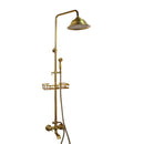 GobekUsa Antique Brass Rainfall Shower Faucet Set with Handshower and Shelf