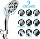 GobekUsa 9-Function Big Panel Handheld Shower Head - High Pressure Water Saving Massage