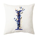 GobekUsa Blue Alphabet Flower Letter Pillowcase for Home Decor