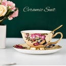 GobekUsa Bone China Tea Cup Set with Saucer Spoon - Elegant Black Tea Party Coffeeware