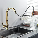 GobekUsa Gold Sensor Kitchen Faucet Pull Out Touch Control Mixer Tap Sink Crane