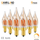 GobekUsa LED Filament Bulb C22T Gold Tint Candle Lamp E12 2W 2200K Chandelier Decoration
