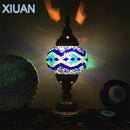 GobekUsa Colorful Mosaic Table Lamp, Handmade Stained Glass Lampshade