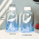 GobekUsa Blue Glass Water Bottle 600ml Cute Polar Bear Seal Design Waterbottle
