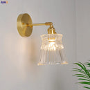 GobekUsa Japanese Copper Glass Wall Lights Modern LED Sconce for Bedroom Stair Mirror