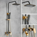 GobekUsa Black Gold Shower Faucet Set with Rainfall Bathroom Mixer Faucets