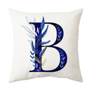 GobekUsa Blue Alphabet Flower Letter Pillowcase for Home Decor