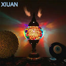 GobekUsa Colorful Mosaic Table Lamp, Handmade Stained Glass Lampshade