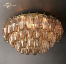 GobekUsa LED Glass Flushmount Ceiling Lamp Modern Round Fixture - Brass Finish