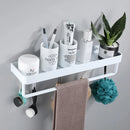 GobekUsa Black Corner Shelf with Towel Bar, Wall Mounted Aluminum Kitchen Storage Holder