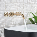 GobekUsa Golden Dual Handle Wall Mounted Basin Faucet - Rotate Spout Sink Mixers