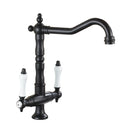 GobekUsa Black Gold Brass Kitchen Sink Faucet with Double Handles