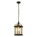 GobekUsa Black Rustic Outdoor Hanging Lantern Light with Clear Glass Flush Mount Fixture