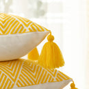 GobekUsa Geometric Embroidery Canvas Cotton Cushion Cover for Sofa Bed in Yellow