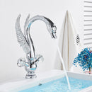 GobekUsa Gold Swan Basin Faucet: Deck Mounted Bathroom Mixer Tap with Hot and Cold Water