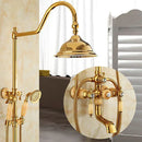 GobekUsa Gold Brass Jade Bath Shower Set Wall Mounted Rainfall Hand Shower Faucet