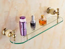 GobekUsa Brass Jade Bathroom Hardware Set: Corner Shelf, Paper Holder, Towel Bar, Soap Basket, Rack.