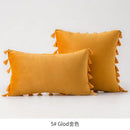 GobekUsa Fringed Tassel Velvet Pillowcase 50x50cm/30x50cm in Popular Light Colors