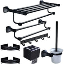 GobekUsa Aluminum Black Bathroom Hardware Set: Towel Holder, Paper Holder, Corner Shelf, Towel Rack, Toilet Brush Holder