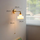 GobekUsa Green Glass LED Wall Light with Pull Chain Switch - Modern Nordic Design