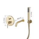 GobekUsa Brush Gold Bathroom Shower Tub Faucet Wall Mount Golden Plated Mixer Tap