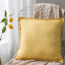 GobekUsa Linen Fringe Cushion Cover: Blue Grey Yellow Red Green for Sofa Bed