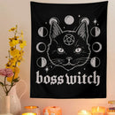 GobekUsa Cat Witchcraft Black Tapestry Wall Hanging Baphomet Occult Home Decor