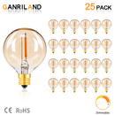 GobekUsa G40 Amber Glass Warm White LED String Lights for Patio Decor, Dimmable 1W Eqv