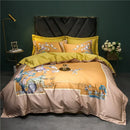 GobekUsa 1400TC Egyptian Cotton Bird Floral Bedding Set - Luxury 4Pcs