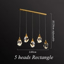 GobekUsa Diamond Crystal LED Chandelier, Brass Ceiling Pendant Light for Dining Room