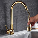 GobekUsa Gold Kitchen Faucet Pull Out Swivel Water Mixer Tap Single Handle Sink