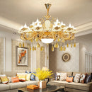 GobekUsa Gold Crystal LED Chandelier: Elegant Lighting for Living Room, Hotel, or Villa Hall