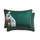 GobekUsa Court Puppy Print Fur Fringed Bolster Pillowcase Decorative Throw Pillow Cover